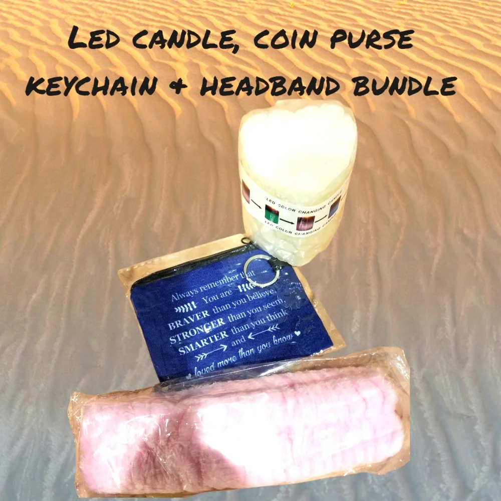LED Rose Candle, Headband & Keychain Bundle Set